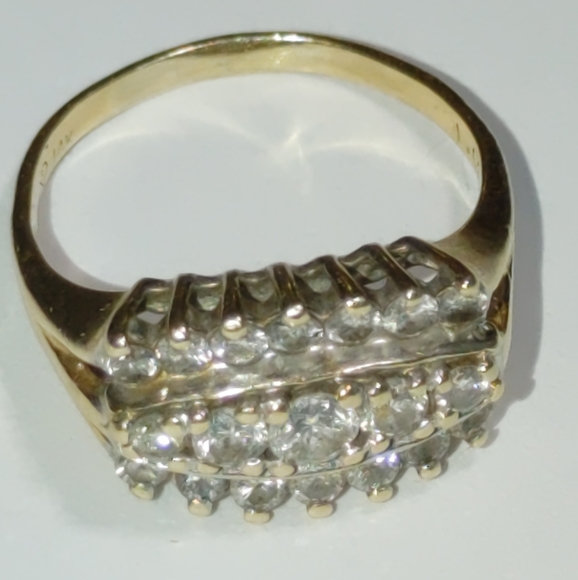 Vintage 3row diamond cluster 14K gold ring 7 1/2 - Picture 9 of 10